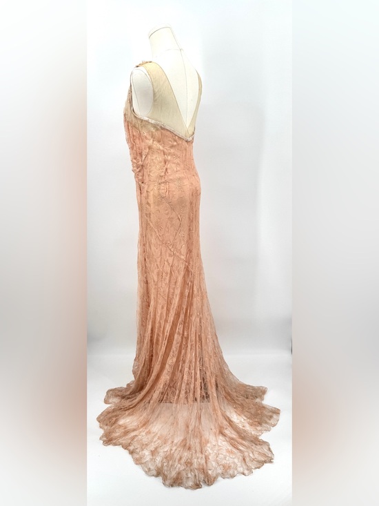 Antique Dresses & Skirts - Antique 1930 Lace Silk Formal Dress with Train